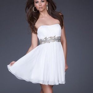 La femme white homecoming dress